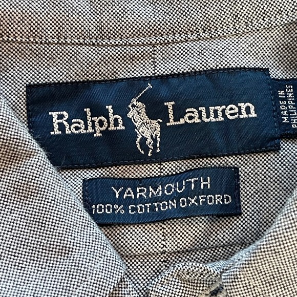 Ralph Lauren Yarmouth Oxford Button Down Shirt Men Gray Long Sleeve 16 34/35 - Picture 7 of 11
